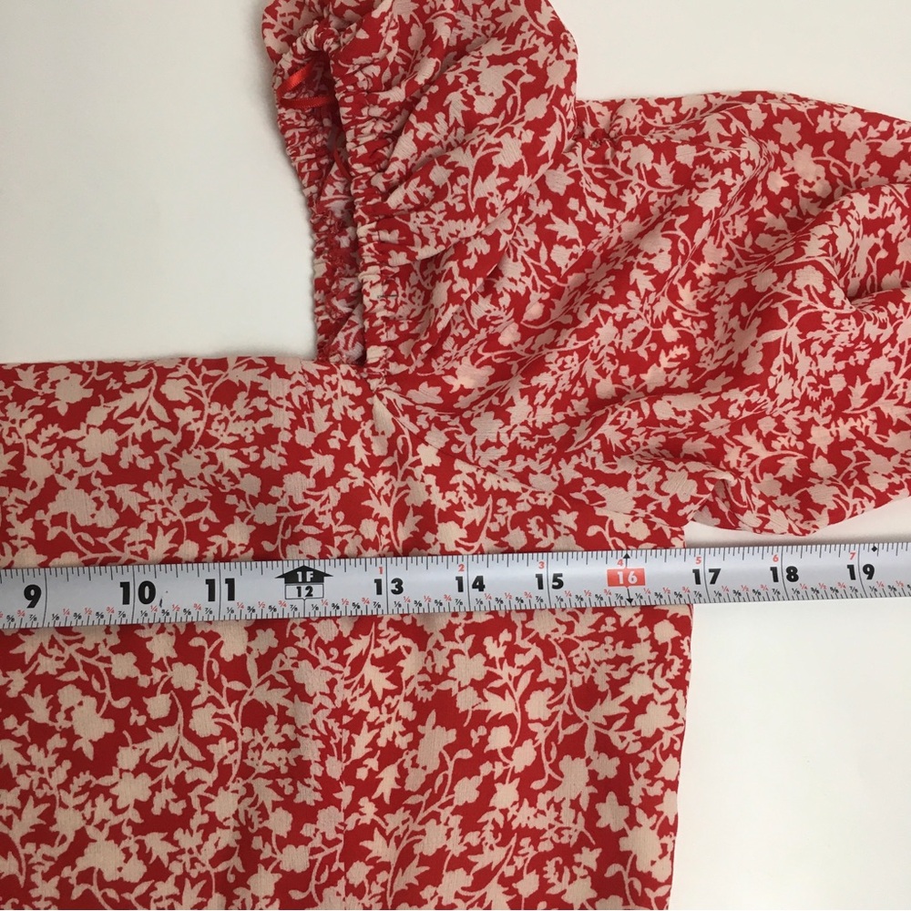 Leith Puff Sleeve Long Sleeve Floral Mini Dress Red M - Picture 15 of 16